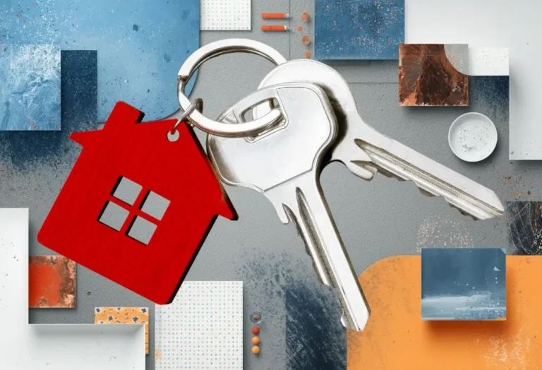 Klucze do mieszkania z czerwoną zawieszką w kształcie domu symbolizujące dofinansowanie do wynajmu mieszkania dla niepełnosprawnych